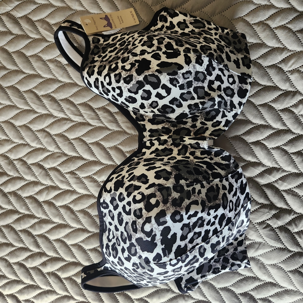 Cacique Black and White Leopard Print One Piece